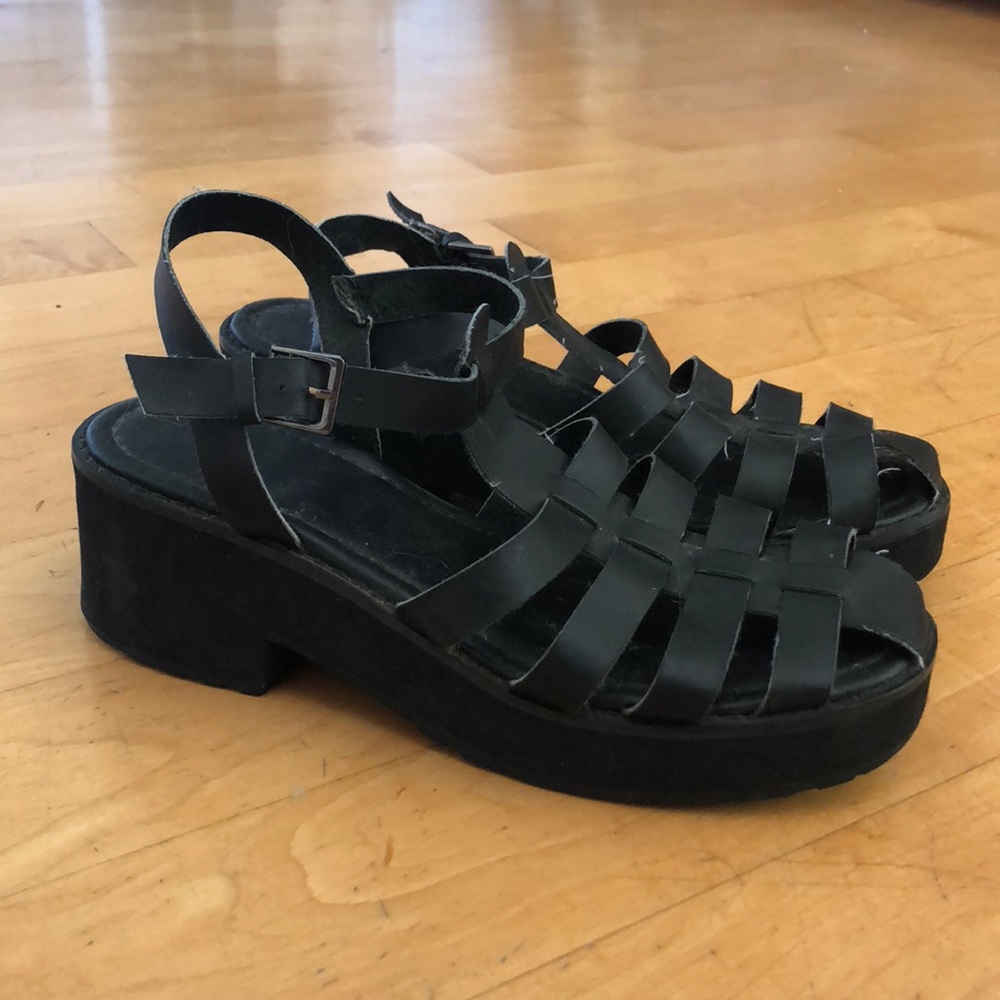 Black platform sandals